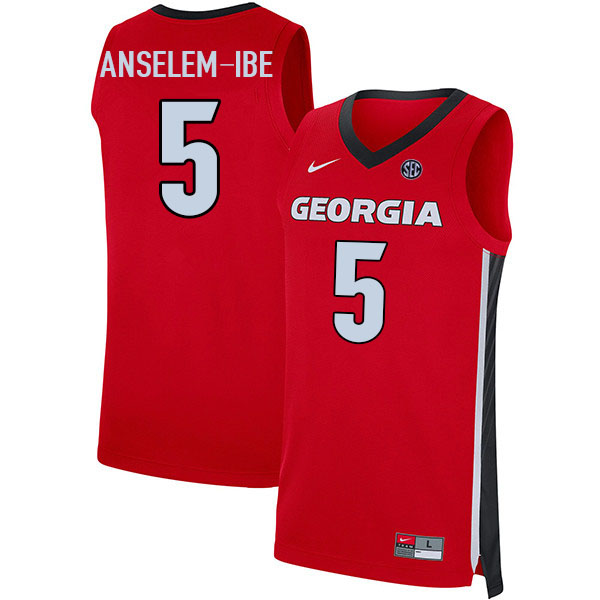 Men #5 Frank Anselem-Ibe Georgia Bulldogs College Basketball Jerseys Stitched Sale-Red - Click Image to Close